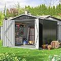VIWAT 8x8 FT Outdoor Storage Shed, Metal Garden Shed with Updated Lockable Doors and Frame Structure, Large Tool Sheds for Backyard Garden Patio Lawn, Black