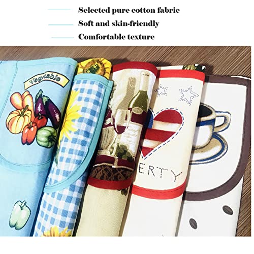 Bsmstone 100% Cotton Apron-1 Pack Cooking Apron With Pocket And Hand Towels Kitchen Floral Print Apron For Men/Women,Chef-Large Size (Sunflowers) #TOP2