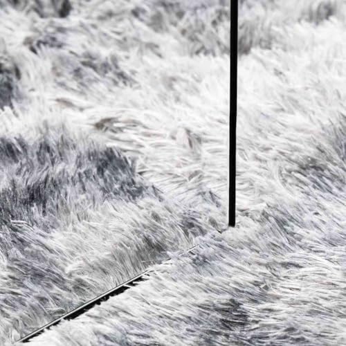 Tapis shaggy à poils longs premium Navara en polyester robuste gris - 8
