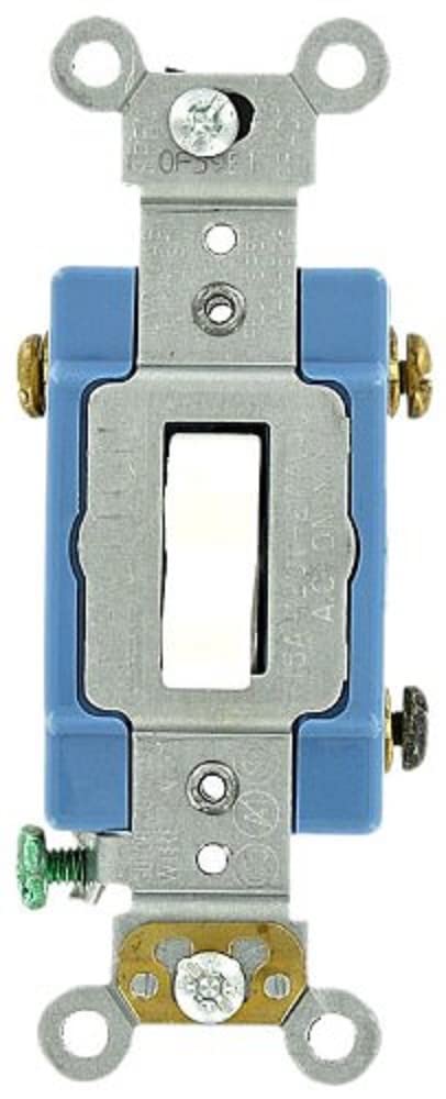 Leviton 1203-LHW 15 Amp, 120 Volt, Toggle Lighted Handle, Illuminated Off 3-Way AC Quiet Switch, Extra Heavy Duty Grade, Self Grounding, Back and Side Wired, White