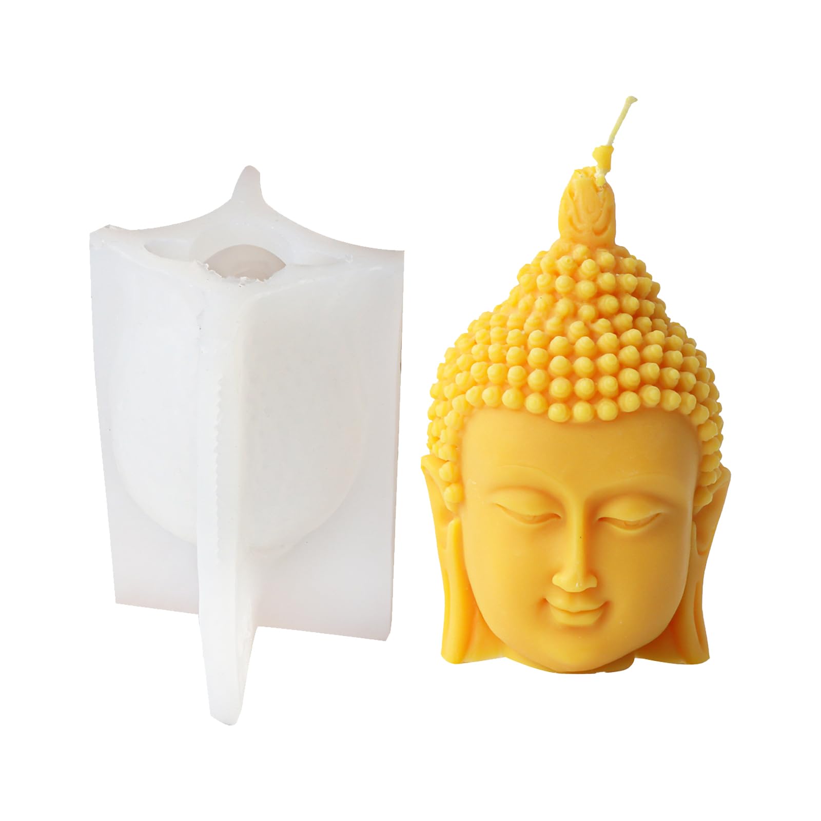 Nihenhao Number 1 3D Buddhas Head Candle Mold Silicone Meditation Buddhas Head Shaped Mold Candle Creative Candle Making Silicone Moulds
