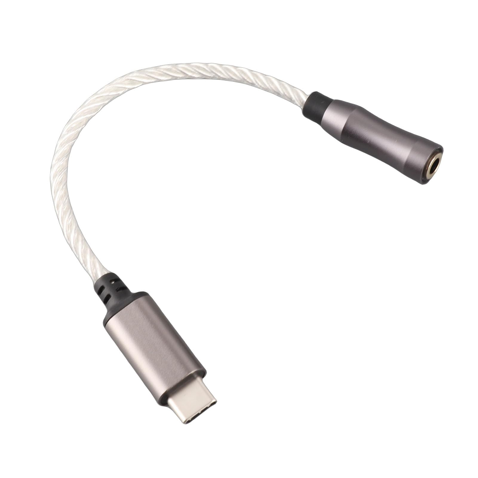 AMONIDA Adattatore Amplificatore per Cuffie da Tipo C a 3,5 Mm Qualità Premium per gli Amanti della Musica Costruzione Placcata Argento da 15 Cm (SILVER)