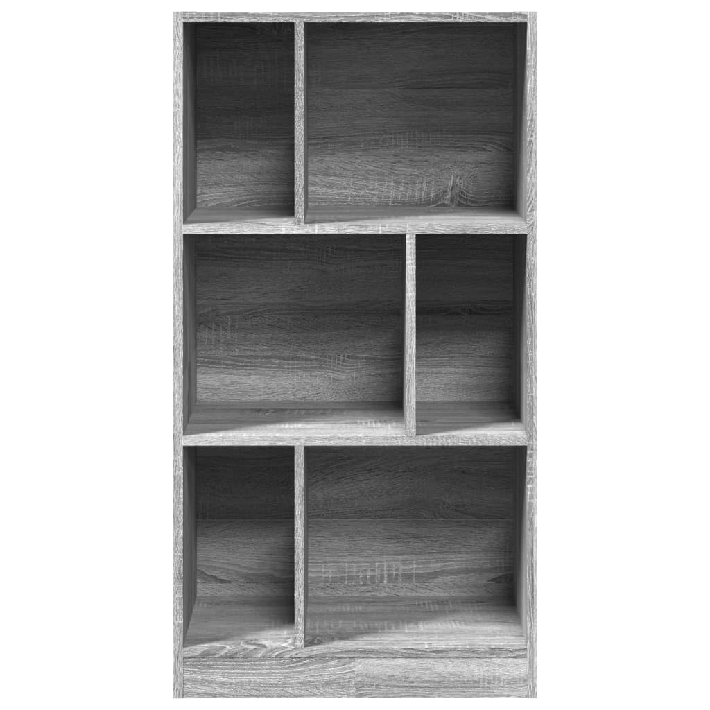 Estantería gris Sonoma 57 × 28,5 × 107,5 cm, material de madera, 6 estantes, 90 kg, estrecha para salón, oficina, dormitorio