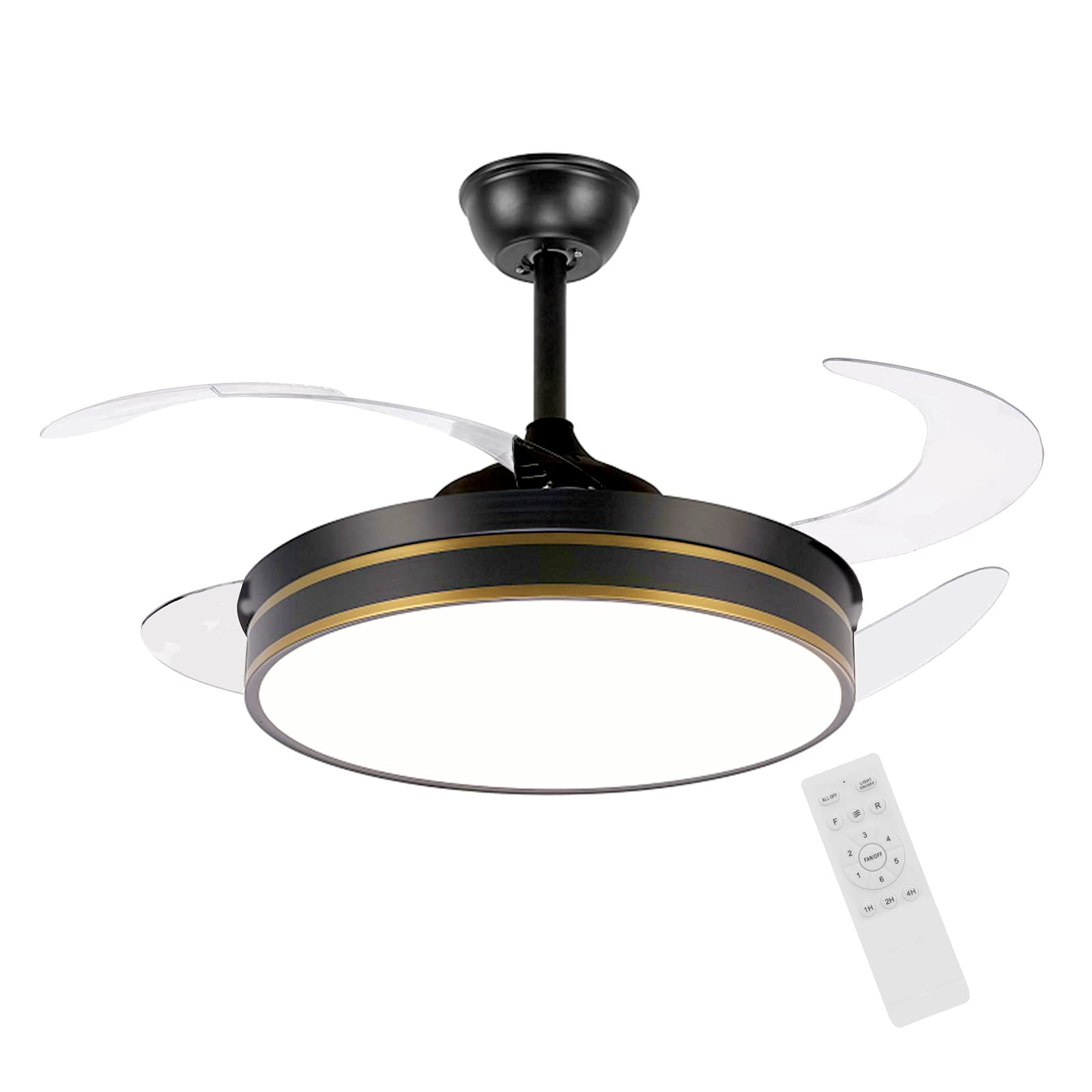 Retractable Fan 36"Ceiling Fan with Lights Remote Control