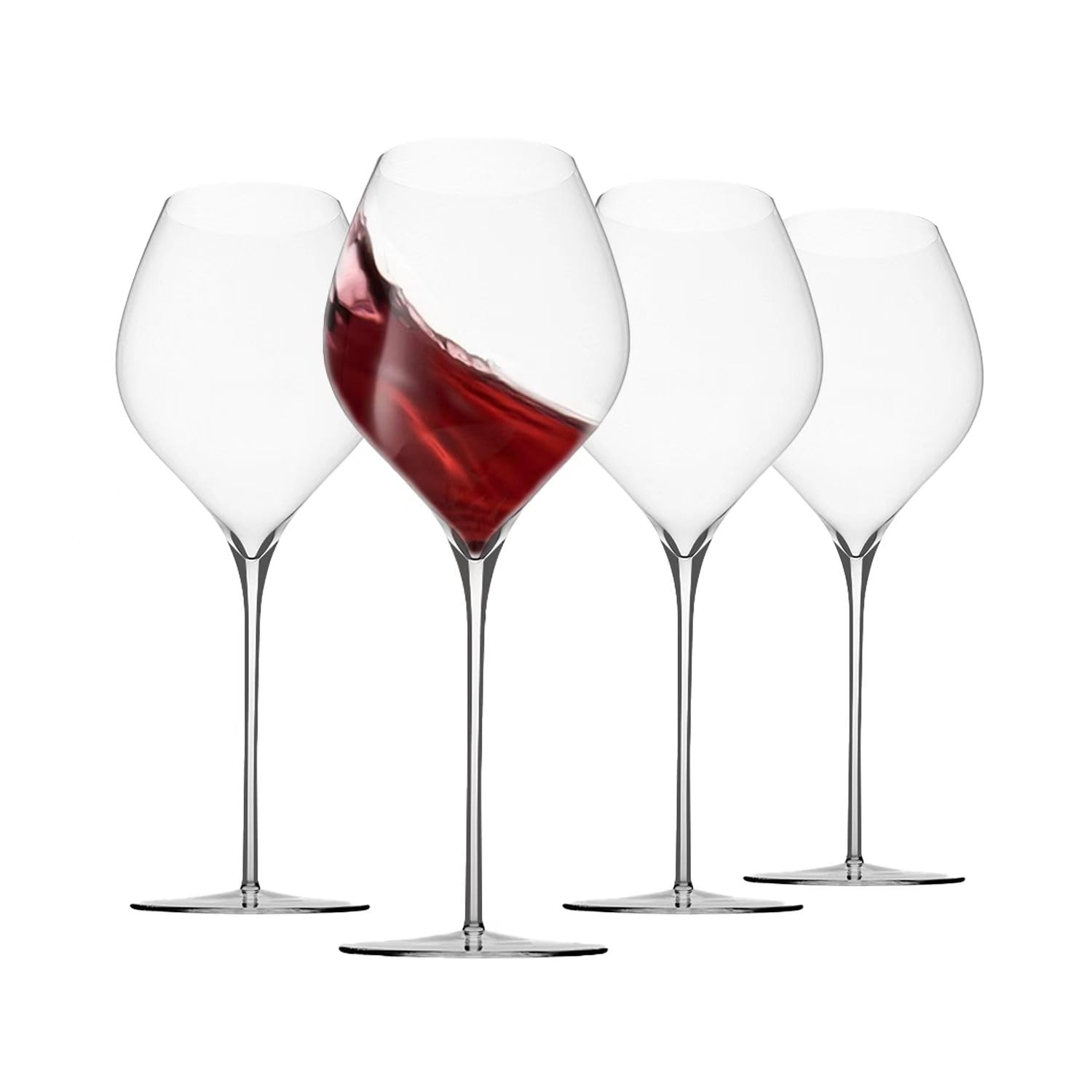 HUKNFC Wine Glasses Set of 4, Ultra-Thin Premium Crystal Glasses Hand Blown Crystal Glass Light, Clear,17oz Red/White,Long Stem Glasses for Red or