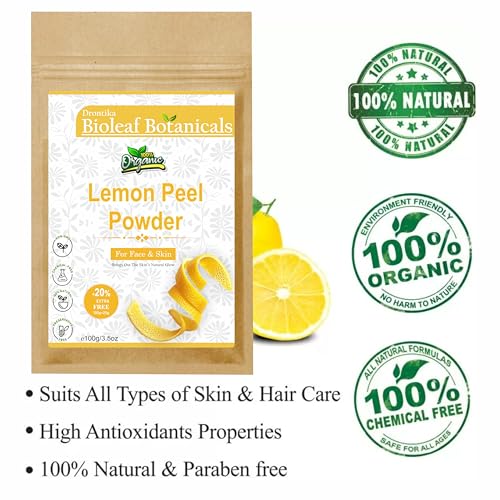 Image of Bioleaf Botanicals Lemon Peel Powder | 100% Pure & Natural | For Glowing Skin, Dandruff Control & Oil Balance | Rich in Vitamin C for Face & Hair Packs | Chemical-Free - 300g