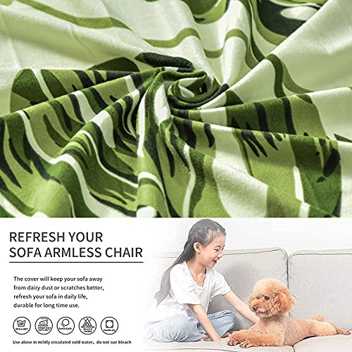 Image of Eco-Ancheng Armless Chair Slipcover Removable Armless Accent Chairs Covers Washable Armless Slipper Chair Slipcover Printed Armless Chair Furniture Protector Covers for Living Dining Room Hotel