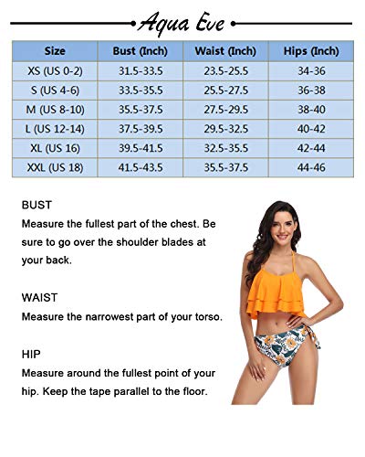 Biquíni Aqua Eve frente única com babados e duas peças, Yellow-1, X-Large