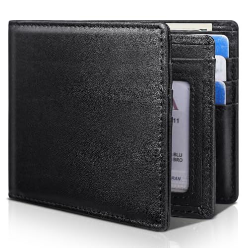 Image of Artpaxy Mens Wallet Bifold Genuine Leather RFID Blocking Wallet for Men with 1 ID Window 13 Card Holders 2 cash pockets 1 Gift Box
