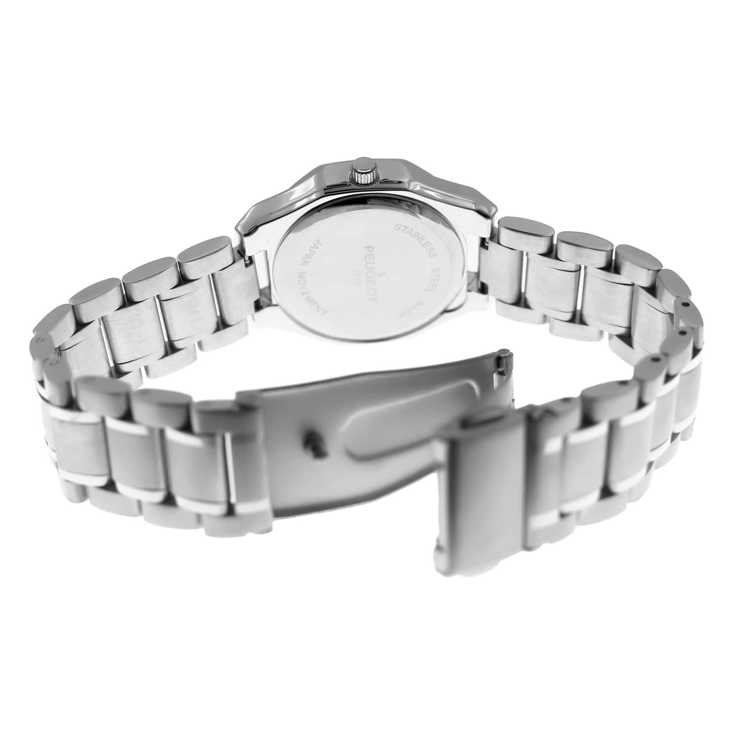 Peugeot PP Women Hex Shape Swiss Design with Crystal Bezel and Stainless Steel Bracelet.
