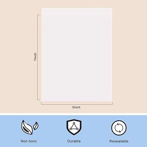 Vista 2 de joybest 5 X 7 Inch (1000 Pcs) Clear Plastic Bags, Reclosable Zipper Poly Bags with Resealable Zip Top Lock for Prints, Cards, Envelopes, Jewelry