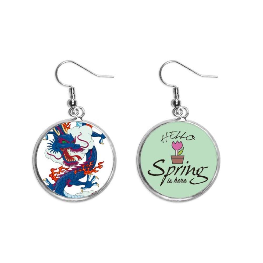 Pendientes dragón chino y nubes de primavera con acabados joya 5