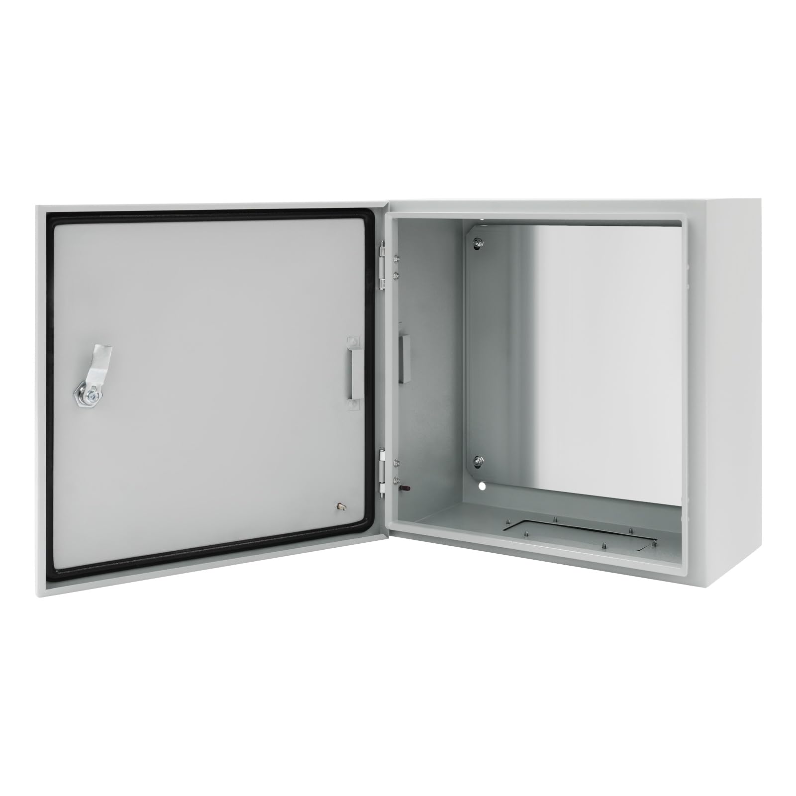 Caja de distribución eléctrica exterior IP65, 40 x 40 x 20 cm, armario de control con cerradura de acero laminado en frío, montaje en pared con placa de montaje, para interior y exterior