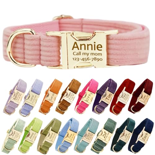 collare personalizzato cane con fibbia in metallo, collare cane personalizzato con nome e numero di telefono, Collari personalizzati Taglie regolabili per cani di taglia grande, Media e (Collar 01)