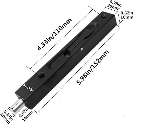 Miniatura 2 de szhdxsy - Pestillo oculto y perno de acero inoxidable 304 de 6 pulgadas (5.9 in) de seguridad para puerta, cerradura de perno deslizante de puerta