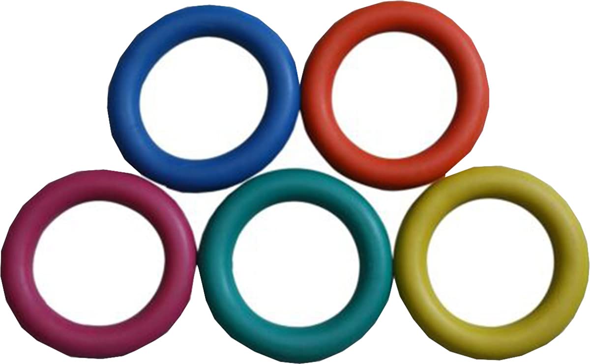 22YardsPro Sponge Rubber Quoits Hoop Colored Rings set of 5 Traditional Fun Play Throw Game UK