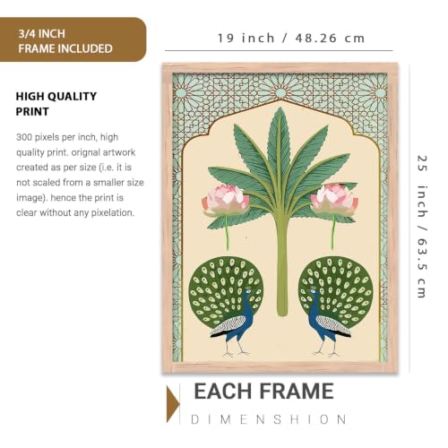 Image of kotart Premium Digital Madhubani Paintings with Frame for Home Decoration - Pichwai Decor Painting for Living Room Bedroom Office Room Decor - Pack of 6 (Art 2, 19x25 inch)