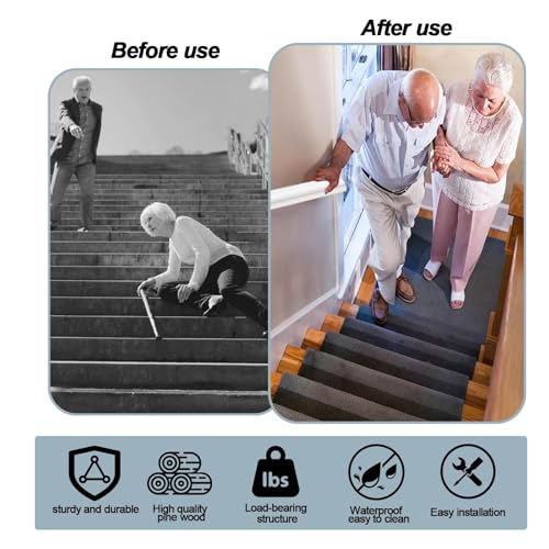 Barre d'appui d'escalier antidérapante main courante en bois - 7