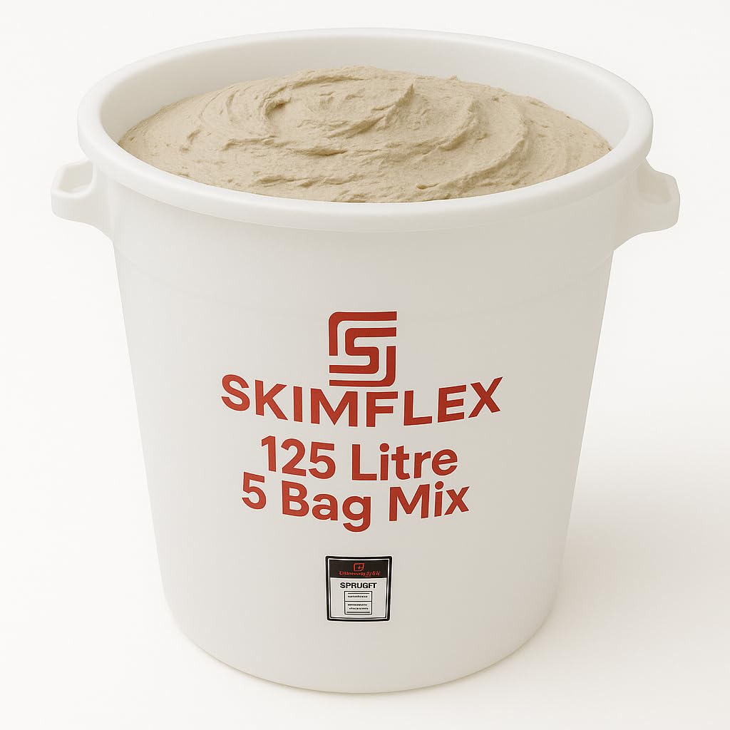 Skimflex Mixing Bucket 125L – Heavy Duty Plastic Builders Bucket for Cement, Mortar, Plaster | 5 Bag Capacity | Tough Trade Site Tub for Skimming & DIY