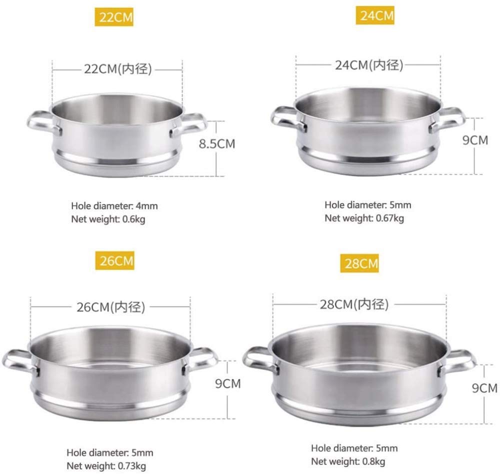 Vaporiera in acciaio inox con manici, impilabile, per molte pentole, pratici utensili da cucina per cucinare, meno olio, più freschezza, 22 cm