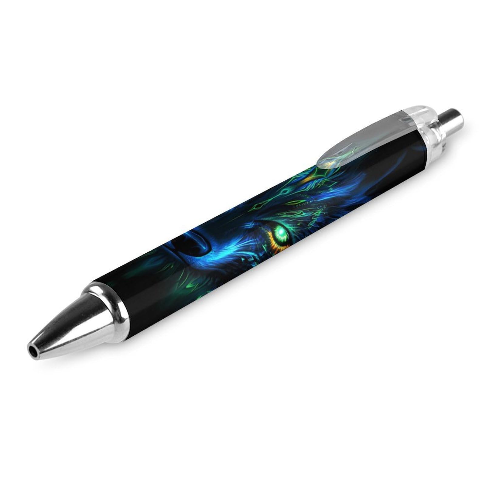 Wolf with Green Eyes Retractable Roller Ballpoint Pens Blue Ink 0.5mm Fine Point Writing Pen Office Supplies 1 Pcs pattern 2670