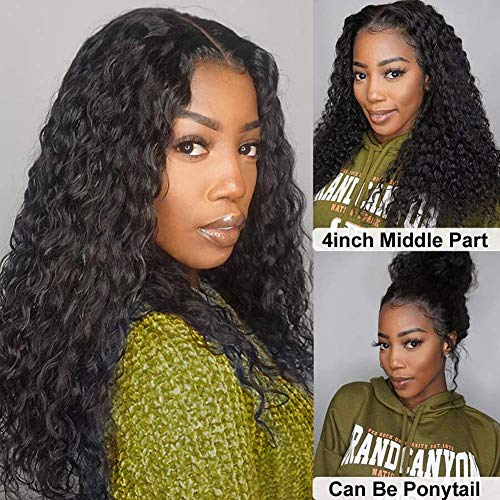 Human Hair Lace Front Wigs Water Wave 13x4x1 Lace Front Wigs 20inches Wet and Wavy T part Lace Frontal Wigs with Baby Hair(20Inch)