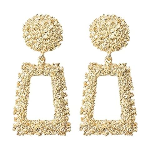 Doubnine Rectangle Geometric Metallic Earrings Indiana Boho Dangle Modern Earrings Wedding Bridal Jewelry for Women Cover