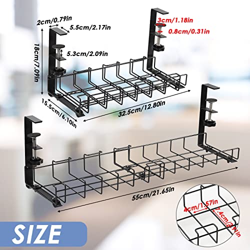 BestAlice 2 Pack Bajo Escritorio Bandeja para Gestión de Cables, Bandeja Retráctil de 12.8in a 21.5in con Abrazadera, Organizador de Cables de Metal para Gestión de Cables sin necesidad de perforar miniatura 3