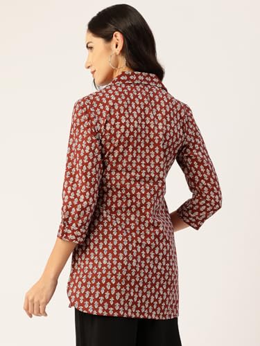 Image of feranoid Classic Collared Cotton Shirt with 3 /4 Sleeve for a Timeless Casual Look