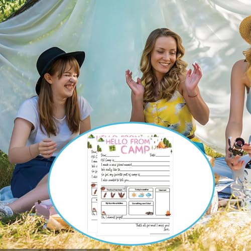 15-teiliges Set Summer Camp Briefschreibset mit Umschlägen. 30,5 x 17,8 cm. 221 cm, Outdoor-Abenteuer-Camp-Spielkarte, Camper, füllen Sie die leeren Notizen von Jungen und Mädchen aus, Camping