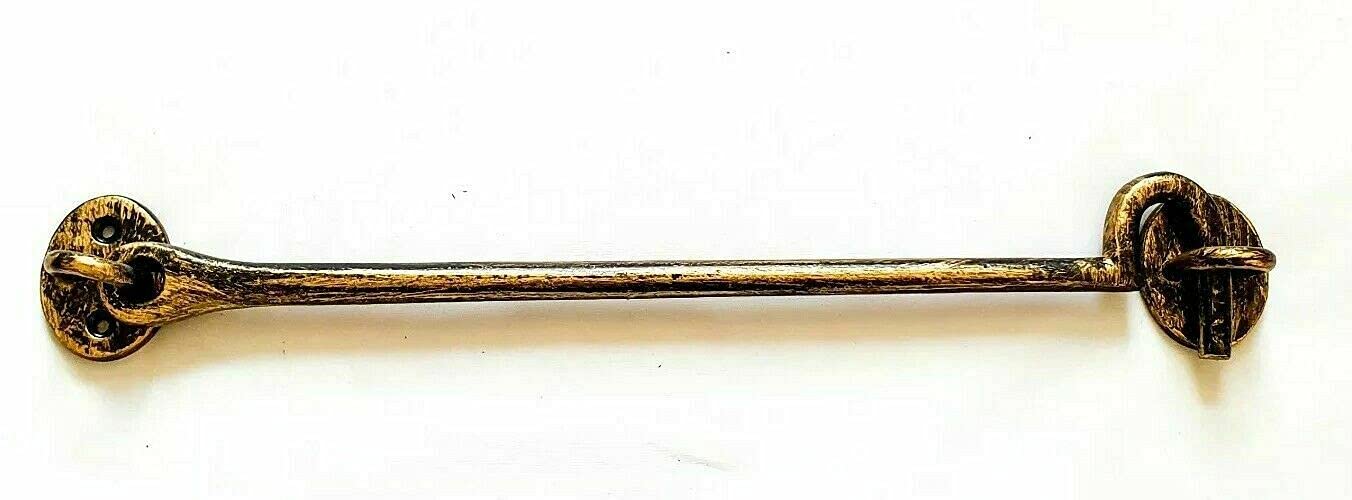 Manor Cabin Hook and Eye Brass Antique 300mm Iron Door Shed Gate