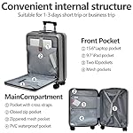 TydeCkare 2pcs 20/28" Luggage Set Lightweight HardShell, Only 20 Inch Carry On 21.65 * 15.35 * 7.87" Cabin Suitcase with Front Pocket, 28 Inch 19.68 * 11.81 * 29.92" Checked Luggage, Gray - Image 3