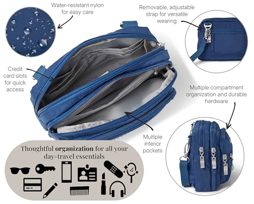 Baggallini Triple Zip Small Crossbody Bag for Women - 8x6 Lightweight Convertible Fanny Pack Belt Bag4