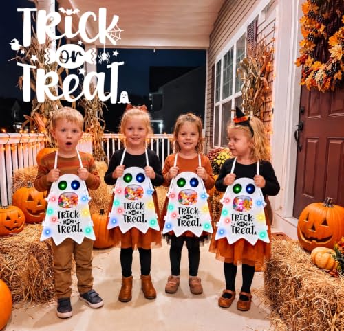 POCOSER Halloween Trick or Treat Bags Candy Bucket Basket, Light Up Ghost Sweet Bags Multipurpose Reusable Goody Buckets for 2026 Halloween Decoration Party Decor Supplies Favors Cute Gifts 1 Pack - image 2