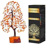 YUVDIPR 7 Chakra Money Tree Healing Feng Shui Statues & Figurines Reiki Crystal Balancing Buddha Home Décor (Carnelian Silver)