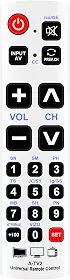 A-TV2 Controle remoto universal de TV com botão grande compatível com Vizio Panasonic Sanyo Samsung Toshiba Hisense Sony Philips Haier LG Sansui Sylvania Element Polaroid Emerson Dynex Insignia TV