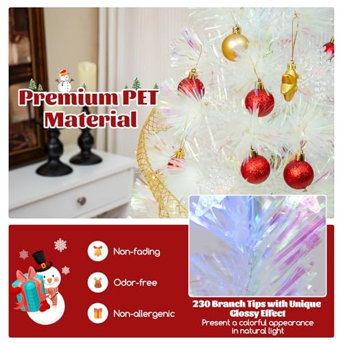 GOFLAME-6-FT-Pre-Lit-Christmas-Tree-Artificial-Fiber-Optic-Christmas-Tree-with-Lighted-Top-Star-Iridescent-Leaves-36-Snowflakes-Lights-230-Branch-Tips-Holiday-Xmas-Decoration-Tree-for-Home-Party GOFLAME 6 FT Pre Lit Christmas Tree Artificial Fiber Optic Christmas Tree with Lighted Top Star Iridescent Leaves 36 Snowflakes Lights 230 Branch Tips Holiday Xmas Decoration Tree for Home Party