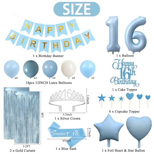 Trgowaul Light Blue Sweet 16th Birthday Decorations for Girls by Trgowaul - Used condition - Image 2