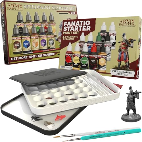 The Army Painter Starter Bundle Plus+ Anfänger-Malkit enthält: Speedpaint 2.0 & Warpaints Fanatic Starter Set Wargamers XL Nasspalette & 2 Pinsel für DnD & Warhammer.
