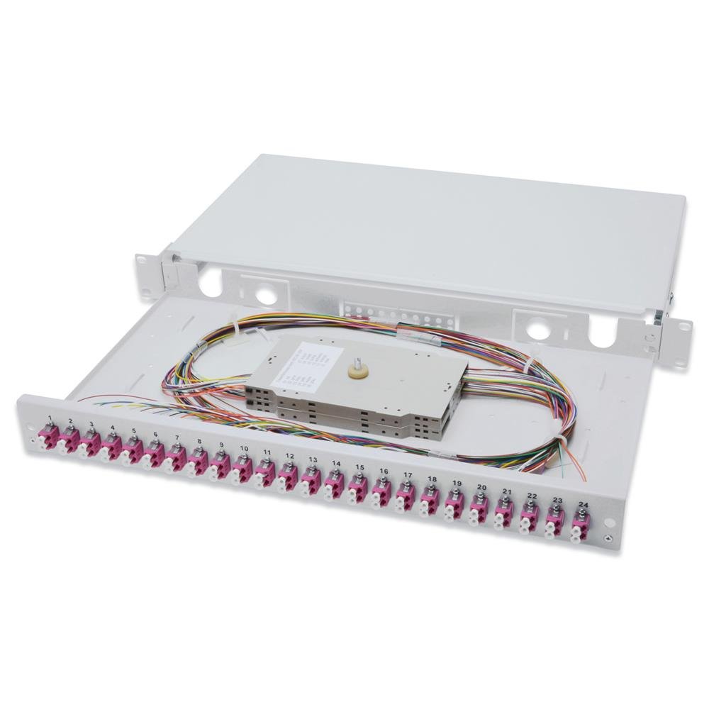 Digitus Fiber Optic Sliding Splice Box. 1U. Equipped. Lc. Om4