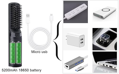 Ihhair Premium Beard Mini Straightener Brush, Professional Straightener Brush For Men, Rechargeable 5200 Mah Straightening Tool Heated Comb, For Short & Long Beards For Home And Travel #TOP7