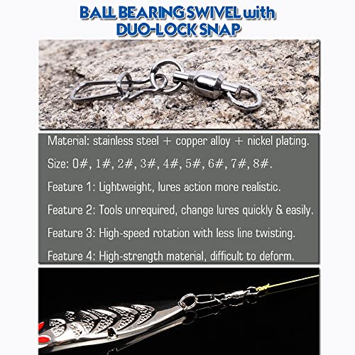9Tong Ball Bearing Swivel Stainless Fishing Swivels with Dual Snap Lock Fishing Line Connector Freshwater Fishing and Saltwater Fishing 25pcs 39.6lbs - Image 2