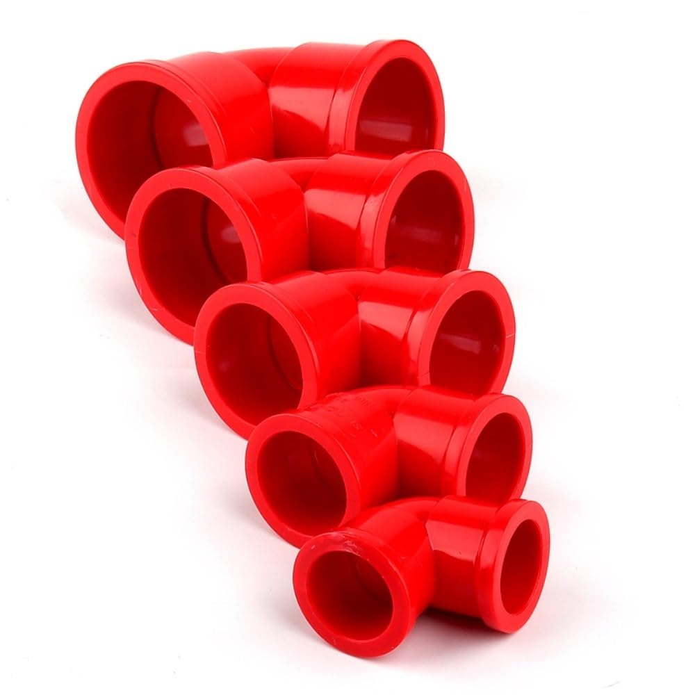 Złączki rurowe PCV, 2 szt. 20-50mm czerwona rura pcv 2-drożne złącze 90 stopni nawadnianie ogrodu równe kolanko adapter rurowy armatura rury wodnej(25mm)