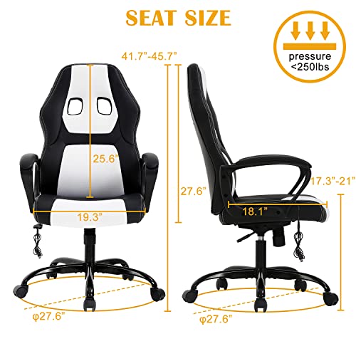 Gaming Chair Ergonomic Office Chair, High Back Racing Desk Chair With Lumbar Support Armrest, Adjustable Massage Reclining Computer Chair Pu Leather Executive Task Rolling Swivel Chair For Adults #TOP2