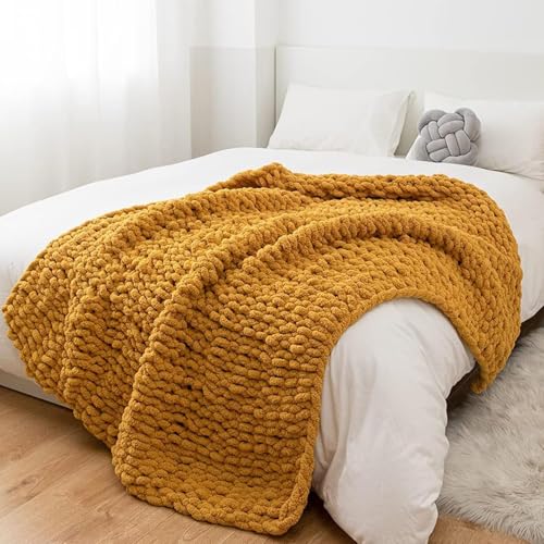 Manta de punto de chenilla hecha a mano suave y acogedora para sofá cama 6