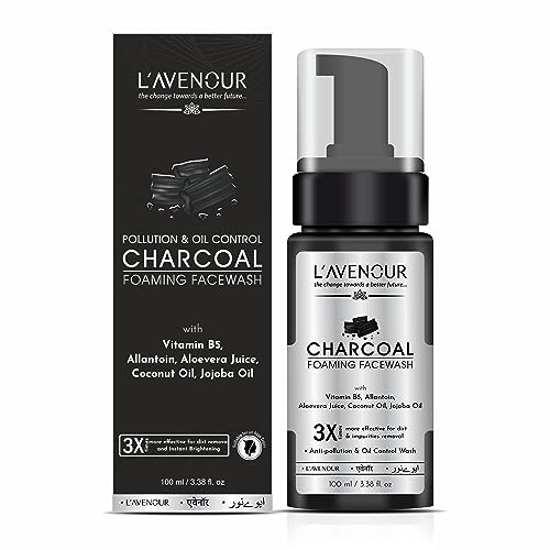 Image of L'avenour Charcoal Foaming Face Wash for Pollution & Oil Control with Activated Charcoal Powder, Aloe Vera, Coconut Oil, Jojoba Oil, For Men & Women - 100ml