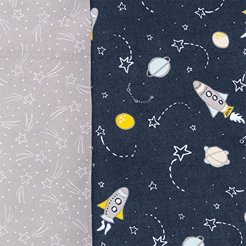 Image of Sammy & Lou Rockets 2-Pack Microfiber Fitted Crib Sheet Set, Fits Standard Crib Mattress 28 in x 52 in; Fully Elasticized,