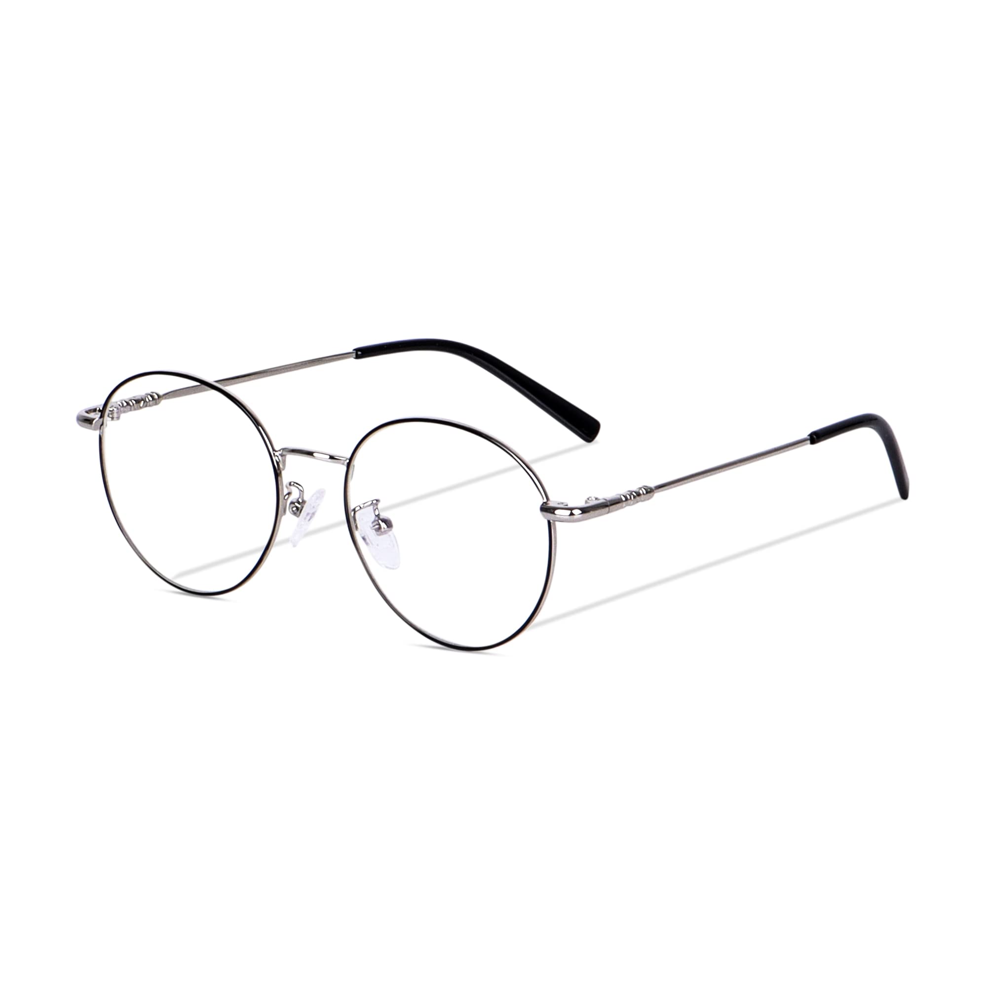 VILEN RAY Premium Blue Ray Cut Lens |Zero Power | UV420 with Anti-reflection Stainless Steel Frame Unisex Glasses For All Digital Screens [LAPTOP, TV, MOBILE] |SMAL| 51 mm (Silver Black | Round) (B0B6641VB4) Amazon Price History, Amazon Price Tracker