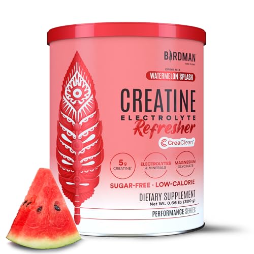 BIRDMAN Creatine Refresher | Creatine Monohydrate Powder with Electrolytes Magnesium Glycinate & Vitamins | Creaclean Seal | Sugar Free Low Calorie | Watermelon Splash | 30 Servings
