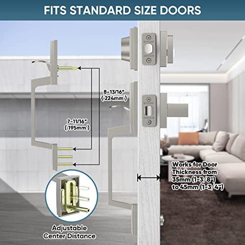 Image of TICONN Front Door Handle Set, Heavy Duty Square Door Lever & Single Cylinder Deadbolt Combo Reversible for Entrance Exterior Doors (Satin Nickel)